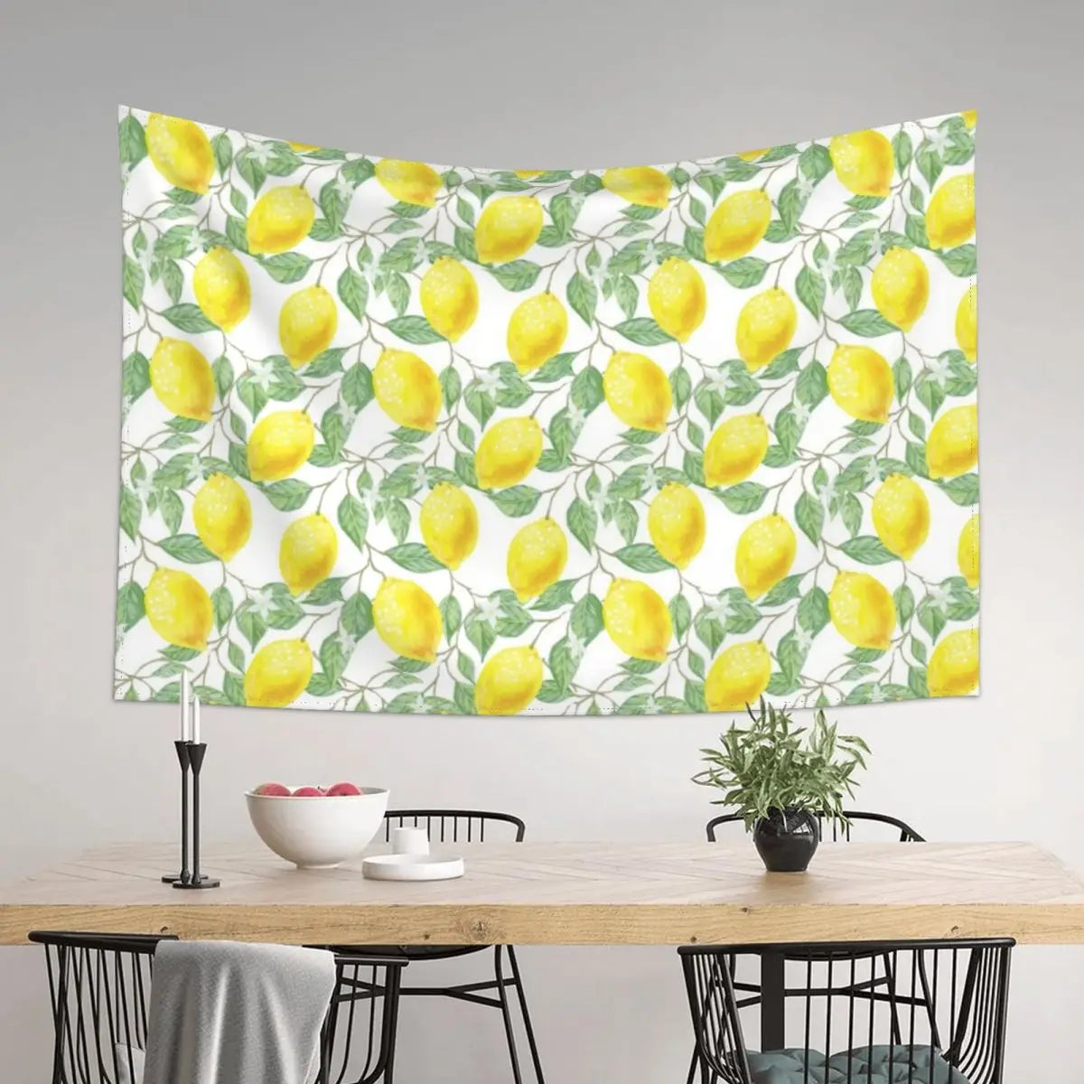 Lemon Watercolor Tapestry Aesthetic Room Decor