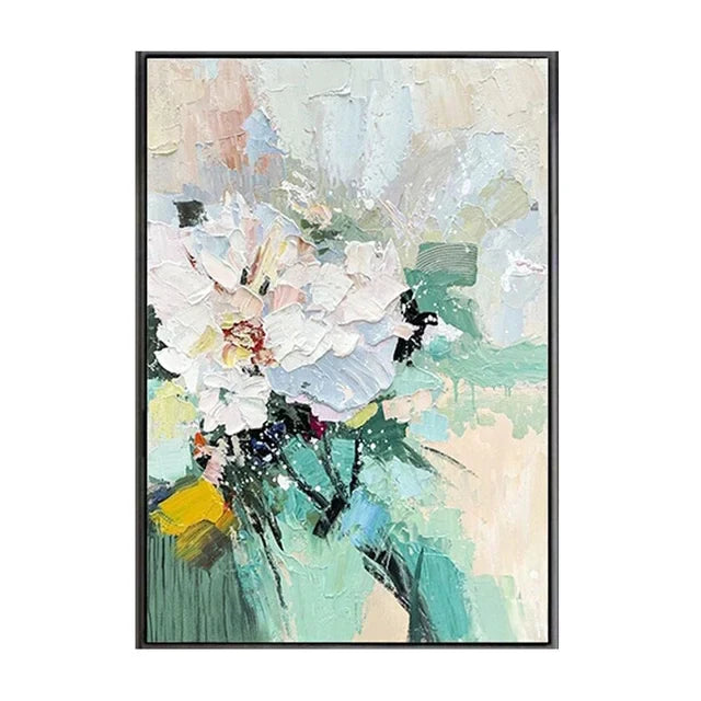 Colorful Flower Canvas Art: Textured Handmade Painting