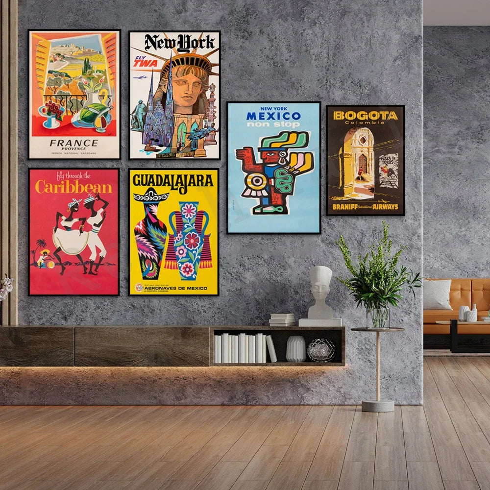 Retro Travel Poster Set: City & Country Wall Art Printables