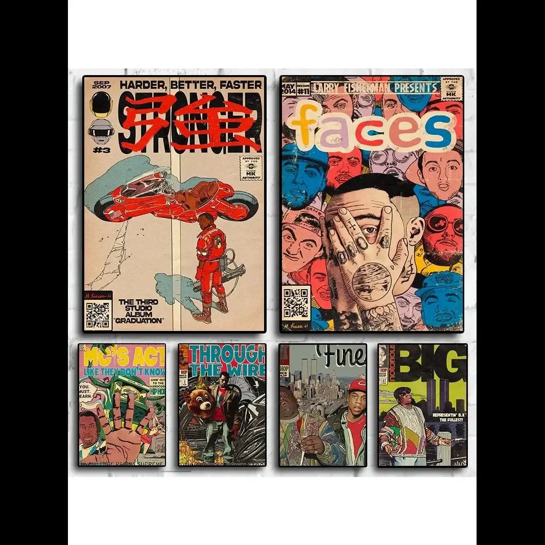 Vintage Hip Hop Comic Canvas Print Poster Decor