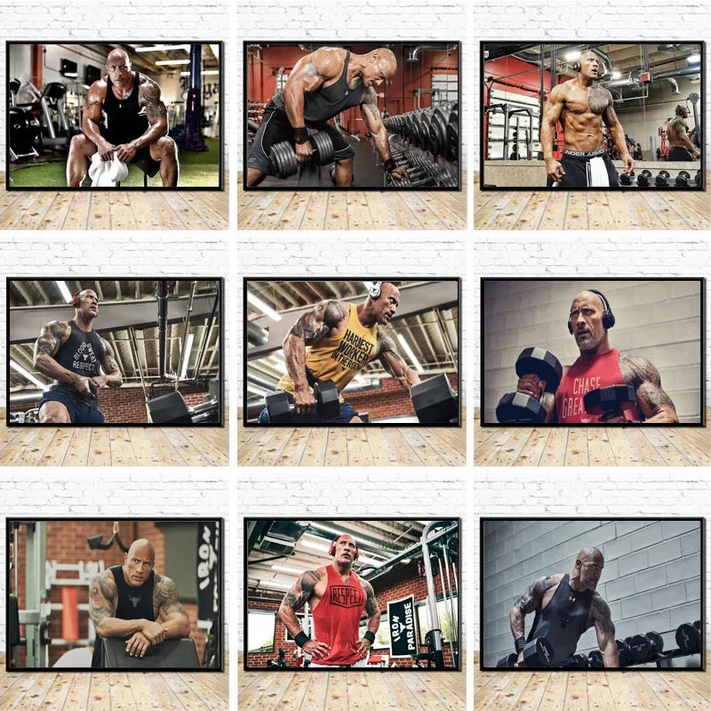 Dwayne Johnson Fitness Canvas Poster Gym Wall Art