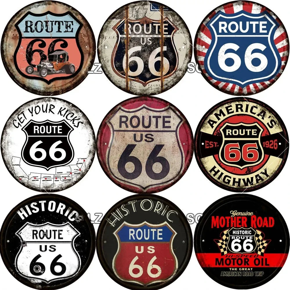 Route 66 Vintage Metal Sign Wall Decor for Garage
