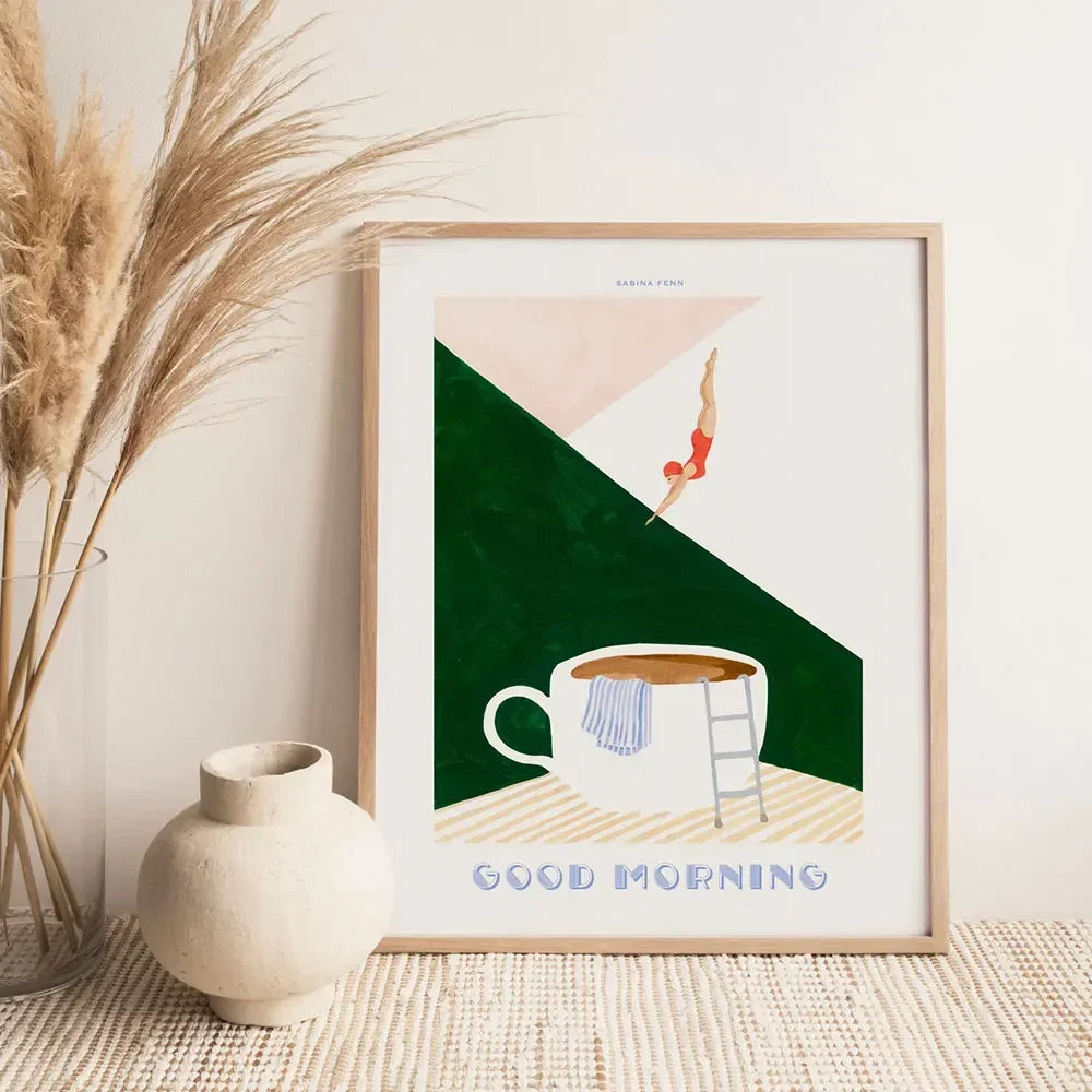 Minimalist Coffee Diver Wall Art Poster for Home Decor