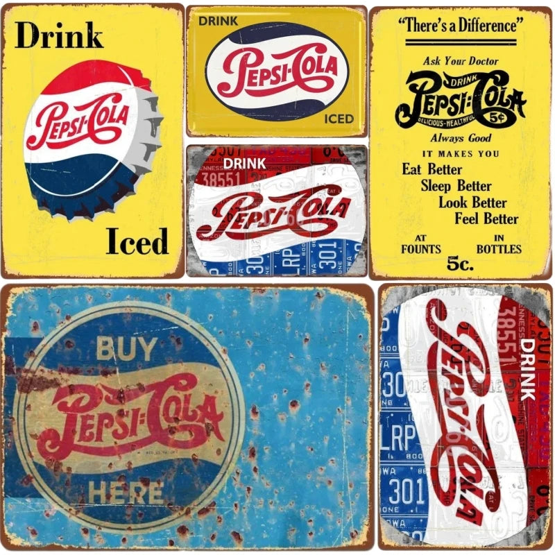 Pepsi Vintage Metal Tin Sign Decor for Home & Bar