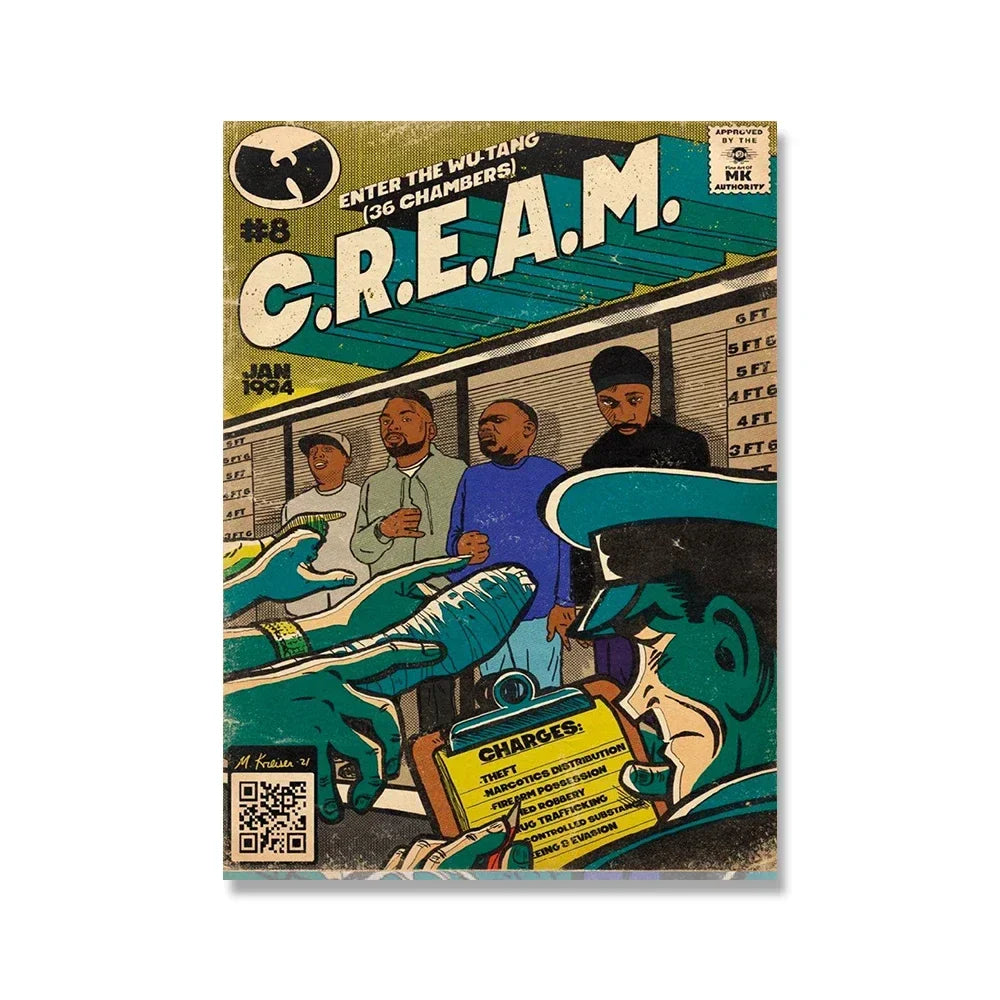 Vintage Hip Hop Comic Canvas Print Poster Decor