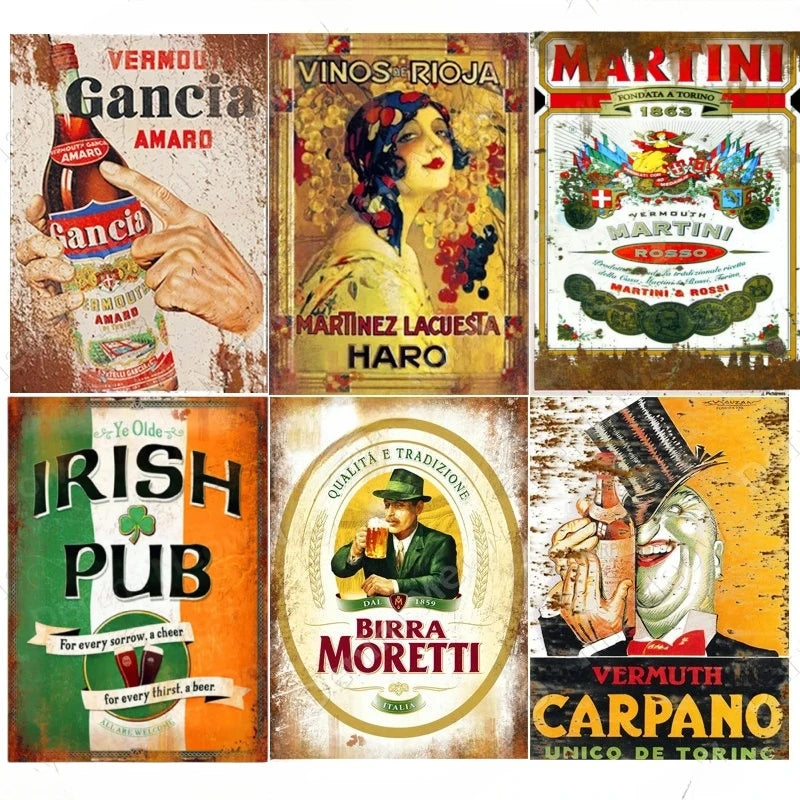 Vintage Beer Tin Signs Irish Pub Decor Wall Art