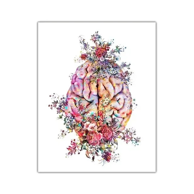 Anatomy Art Canvas: Heart & Lung Floral Decor