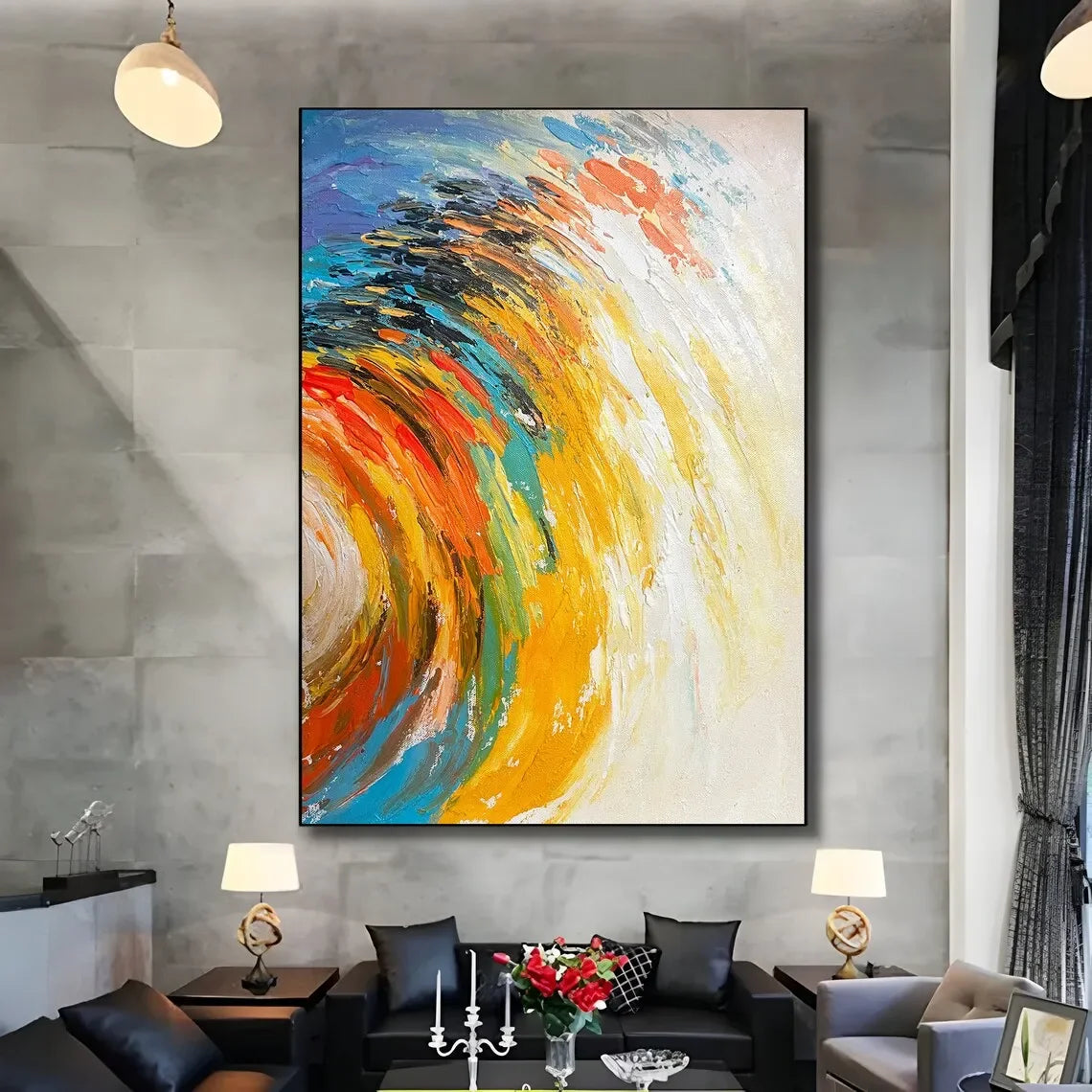 Pink Petals Abstract Oil Painting - Modern Wall Art Decor