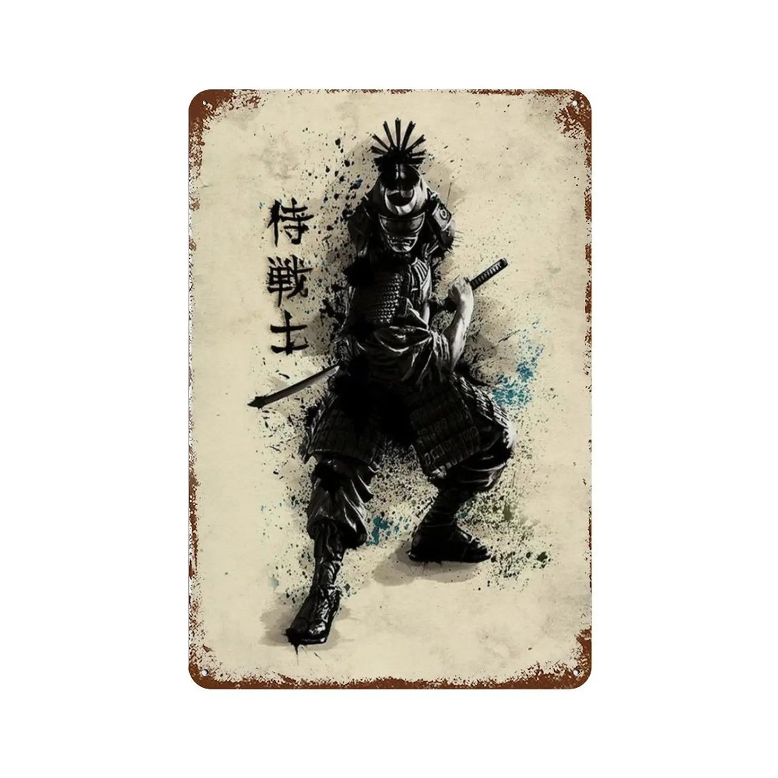 Samurai Metal Wall Art Decor Poster for Home Bar