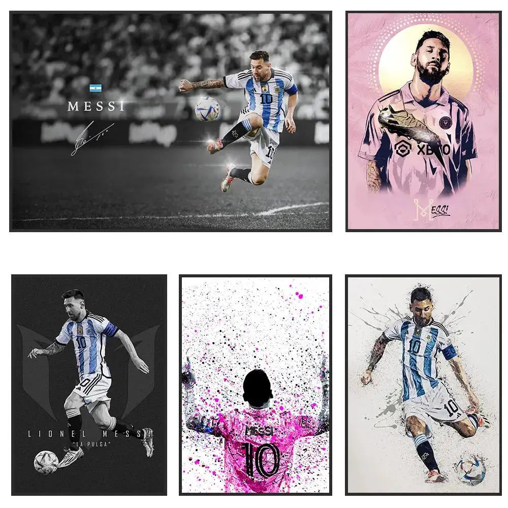Messi Ronaldo Soccer Poster Unframed Wall Art Decor
