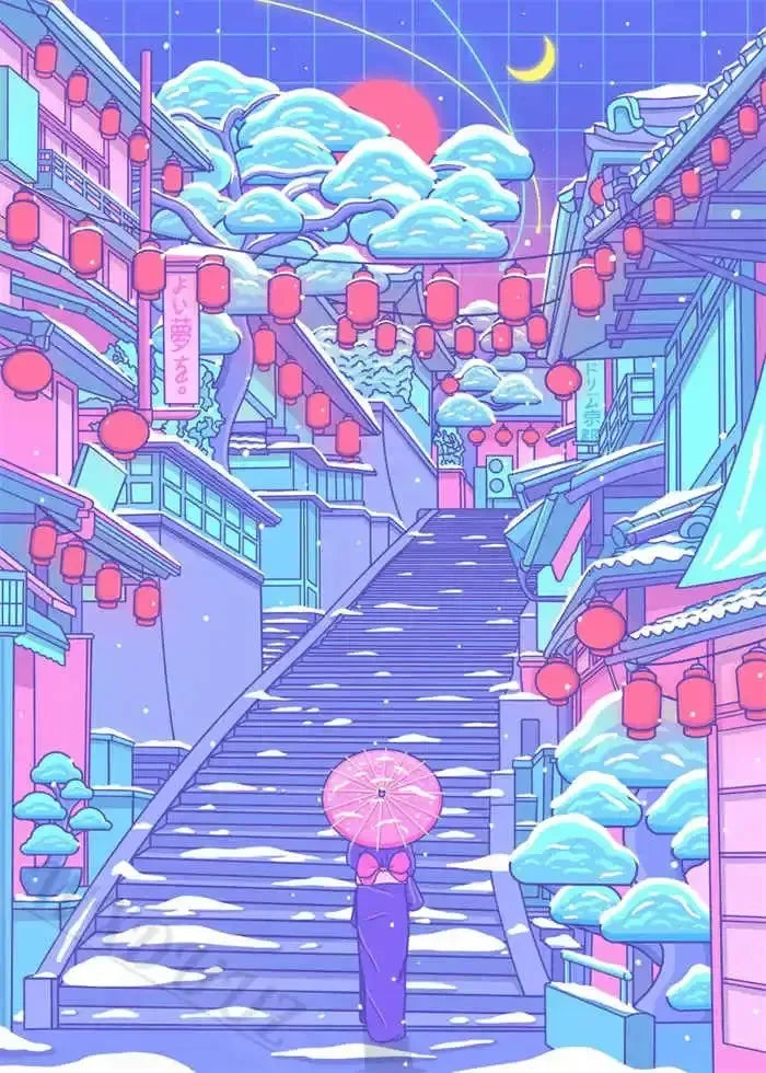 Japanese Street Canvas Art - Aesthetic Wall Decor