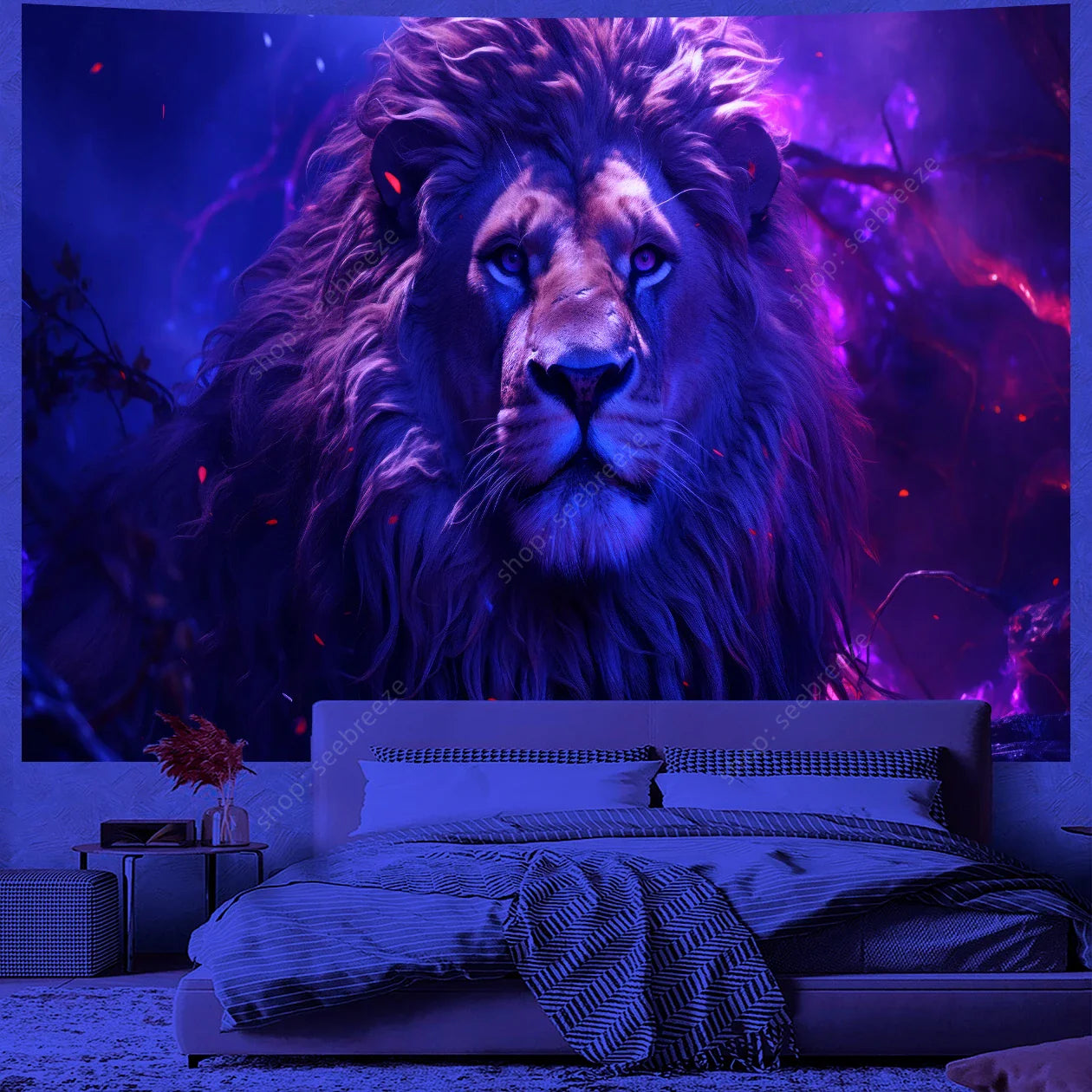 Psychedelic Animal Tapestry: Lion Tiger Leopard Decor