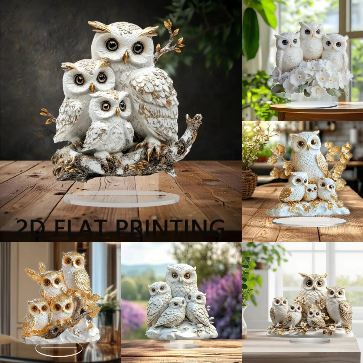 White Owl Acrylic Table Decor - Home, Office, Cafe Display