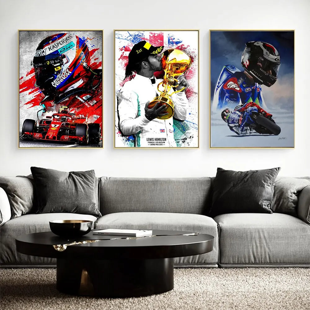 Champion Racing Canvas Art Prints for Living Room Decor