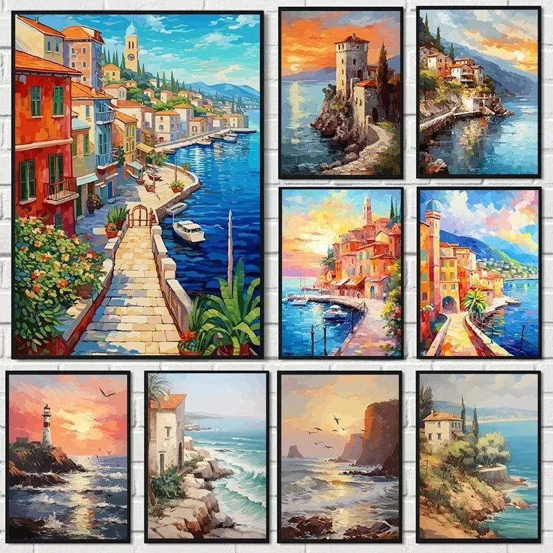 Coastal Seaside Canvas Art: Ocean Beach House Decor