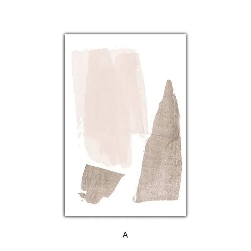 Boho Abstract Watercolor Canvas Art - Beige Pink Black Gray