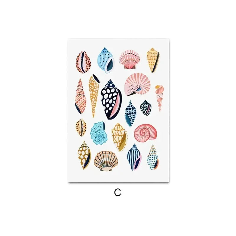 Nordic Sea Creatures Canvas Art: Whale, Starfish, Octopus Decor