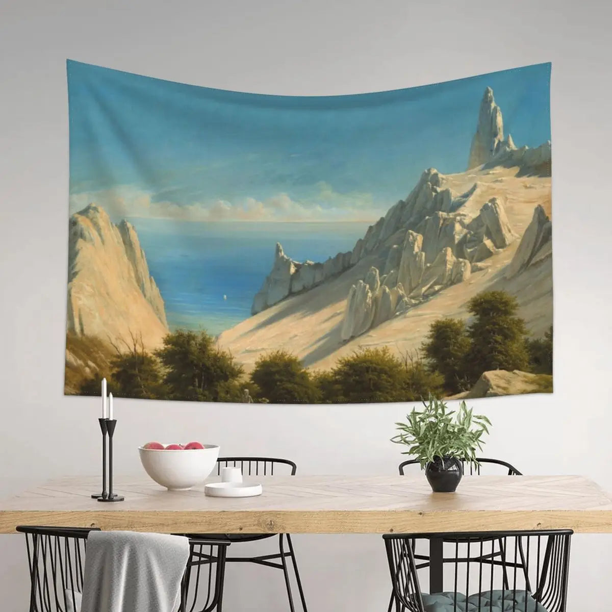 Sommerspiret Cliffs Danish Landscape Art Tapestry