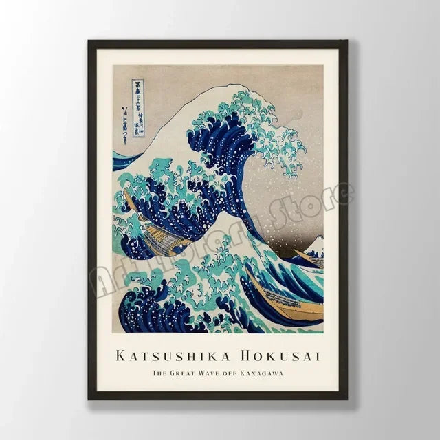 Great Wave Kanagawa Ukiyoe Canvas Art Poster Decor