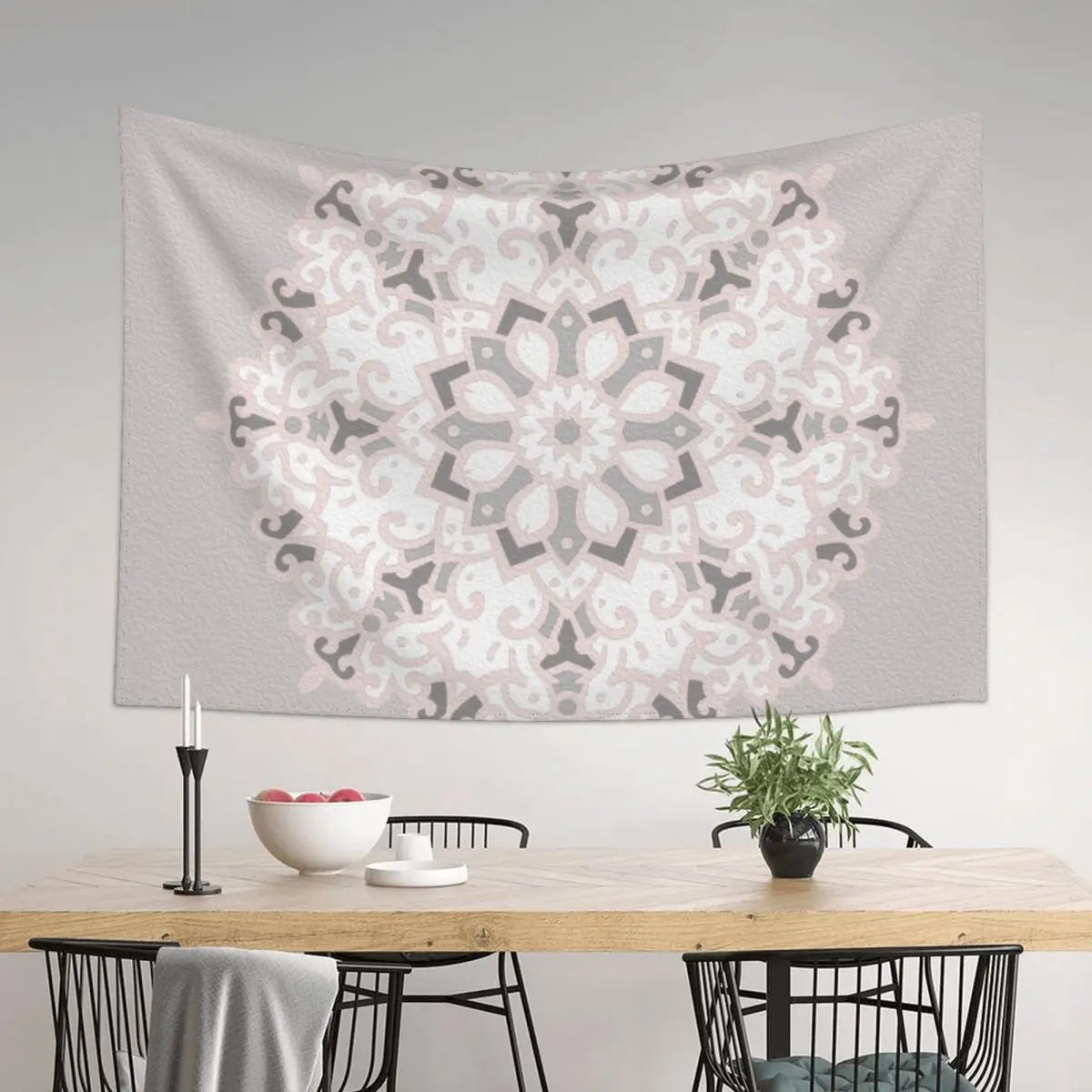 Blush Pink Mandala Tapestry Wall Decor