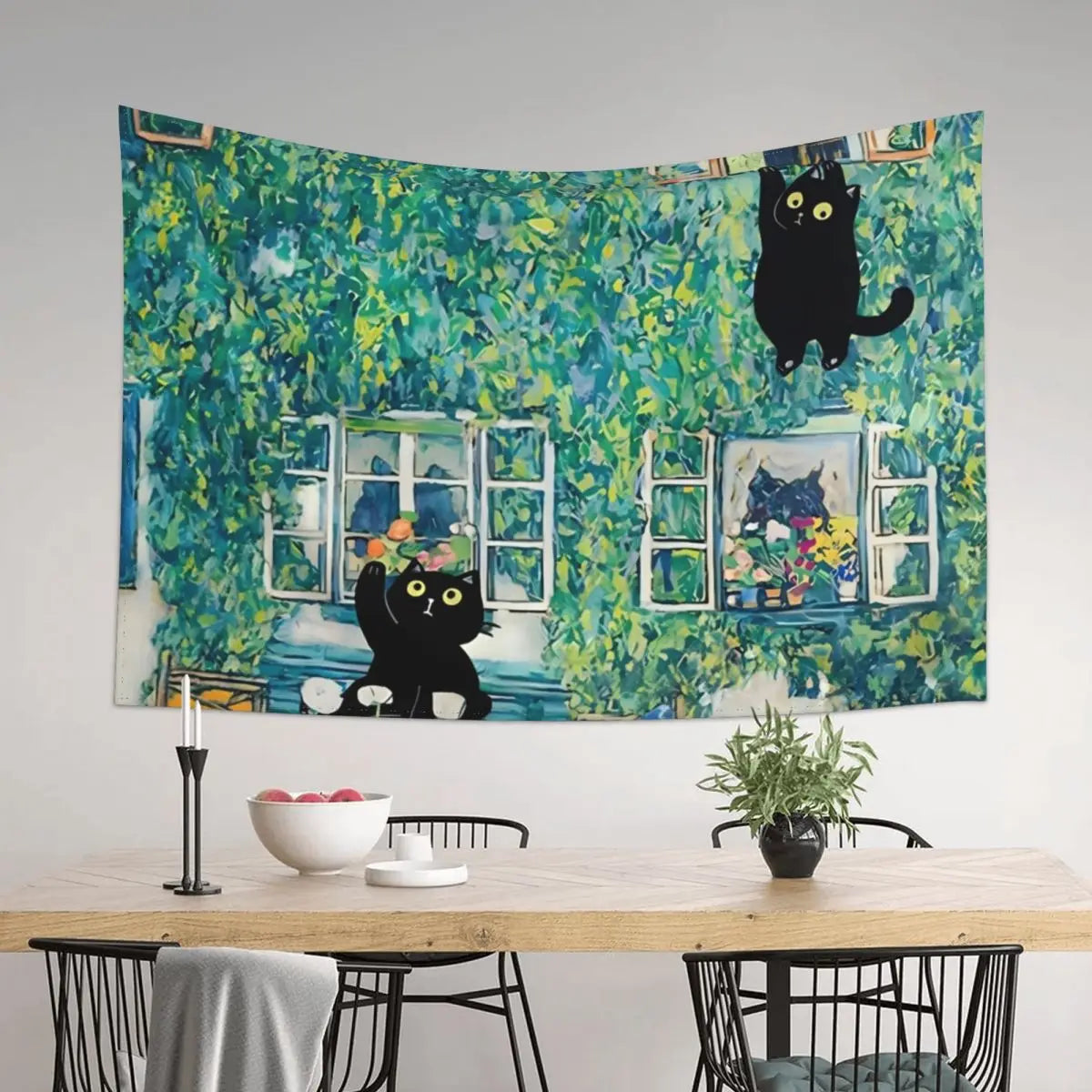 Klimt Cat Tapestry Wall Decor Aesthetic Bedroom Mural