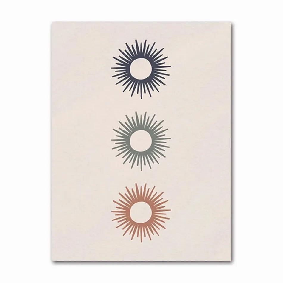 Boho Sun Moon Abstract Canvas Art Print for Living Room