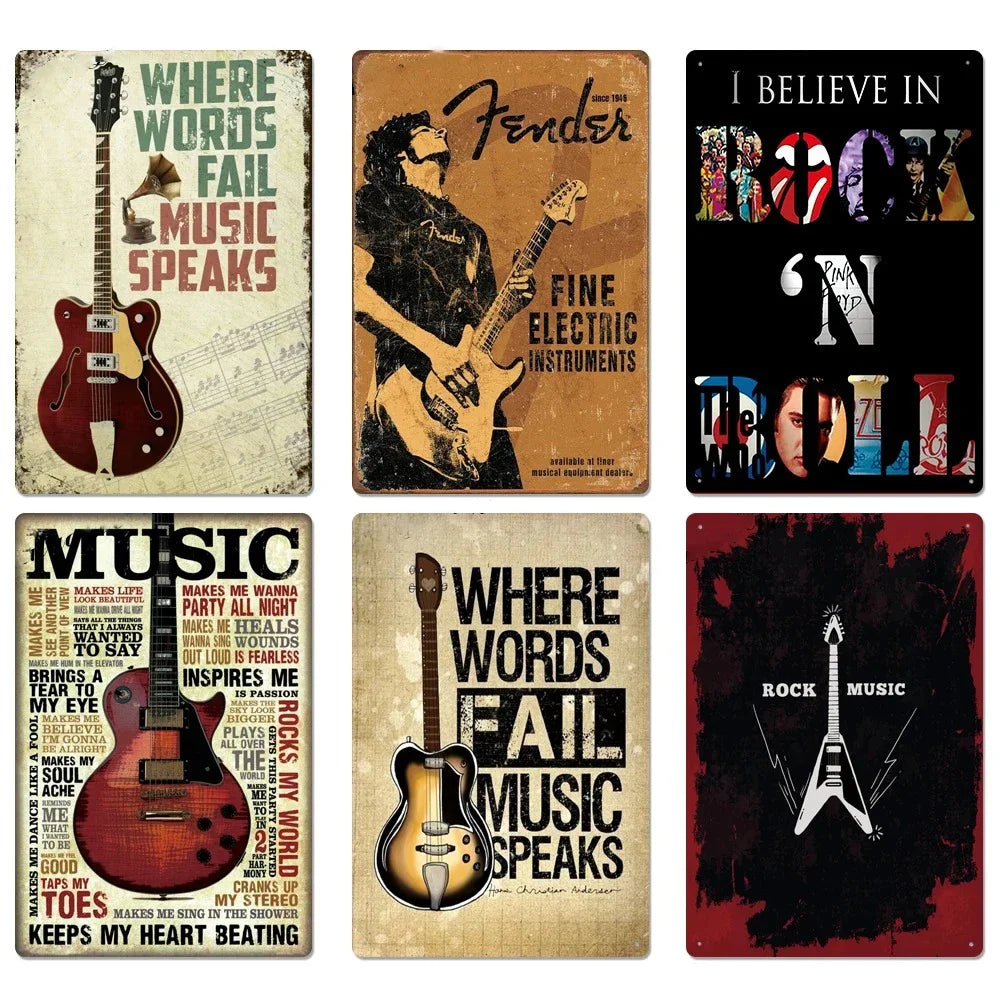 Vintage Rock Metal Tin Signs for Bar Wall Decor