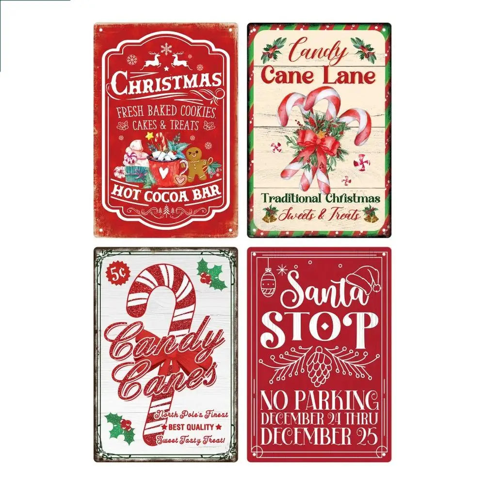 Christmas Metal Tin Signs: Cookies & Cocoa Bar Decor