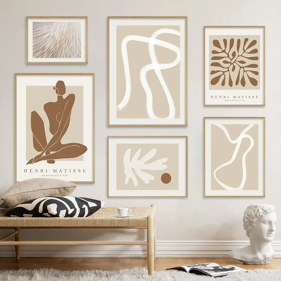 Matisse Boho Beige Abstract Canvas Wall Art Poster