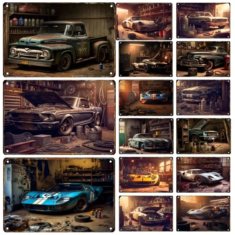 Vintage Sports Car Metal Sign - Garage Decor Wall Art