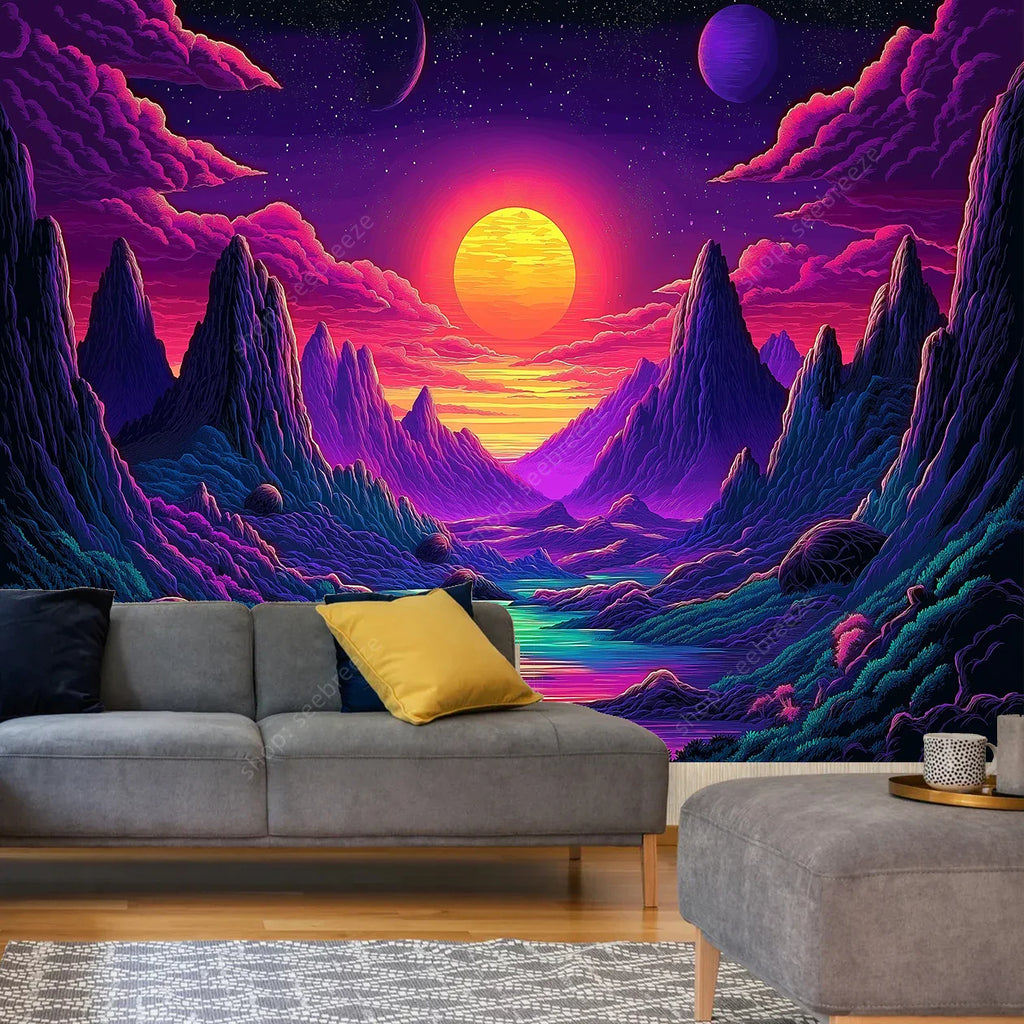 Bohemian Forest Moon Tapestry Wall Art Decor
