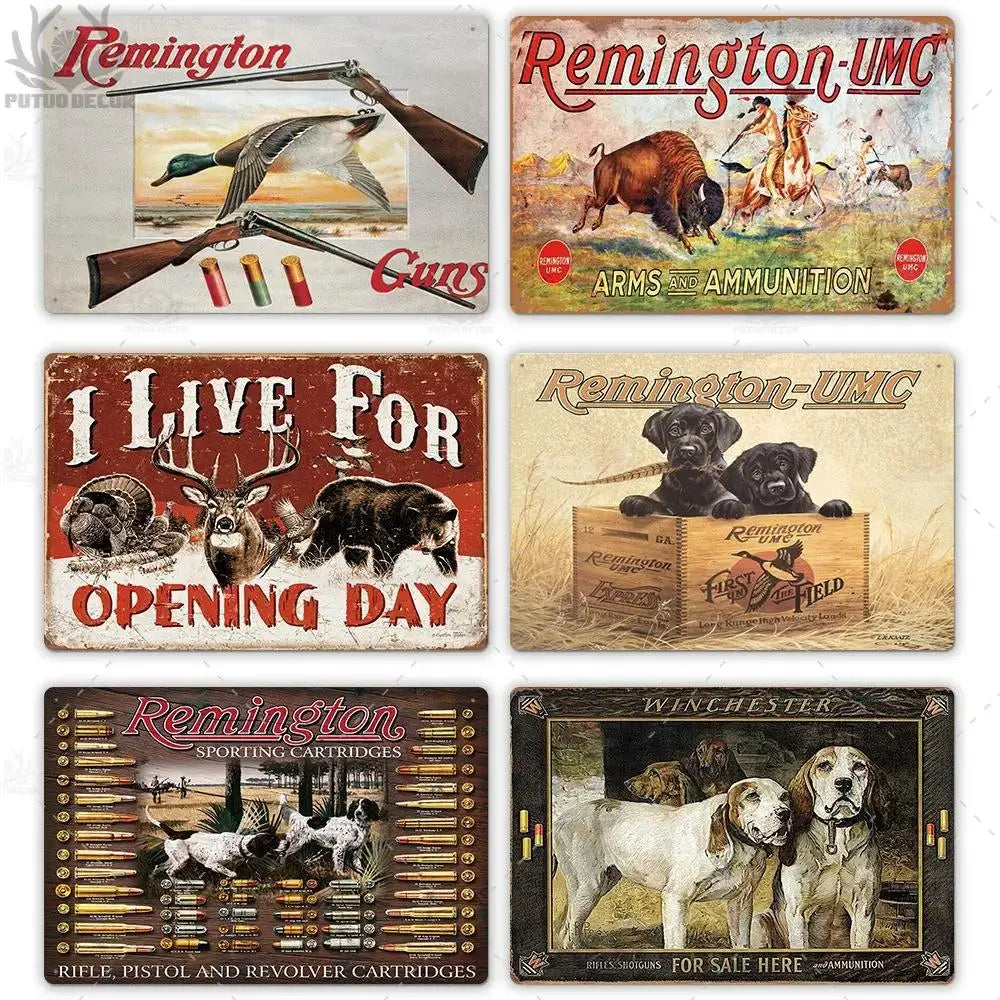 Vintage Hunting Metal Sign Decor for Man Cave Wall