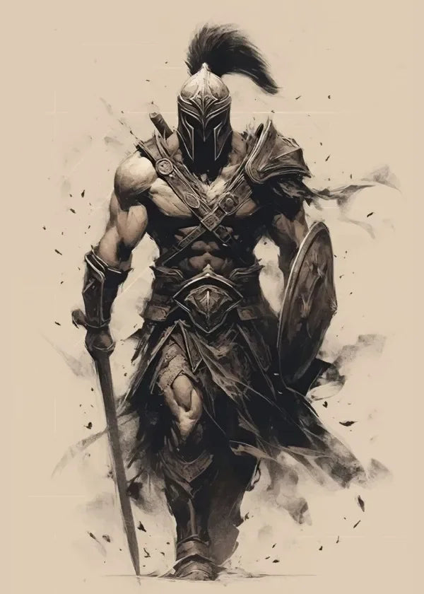 Spartan Samurai Sword Art Canvas Poster Wall Decor