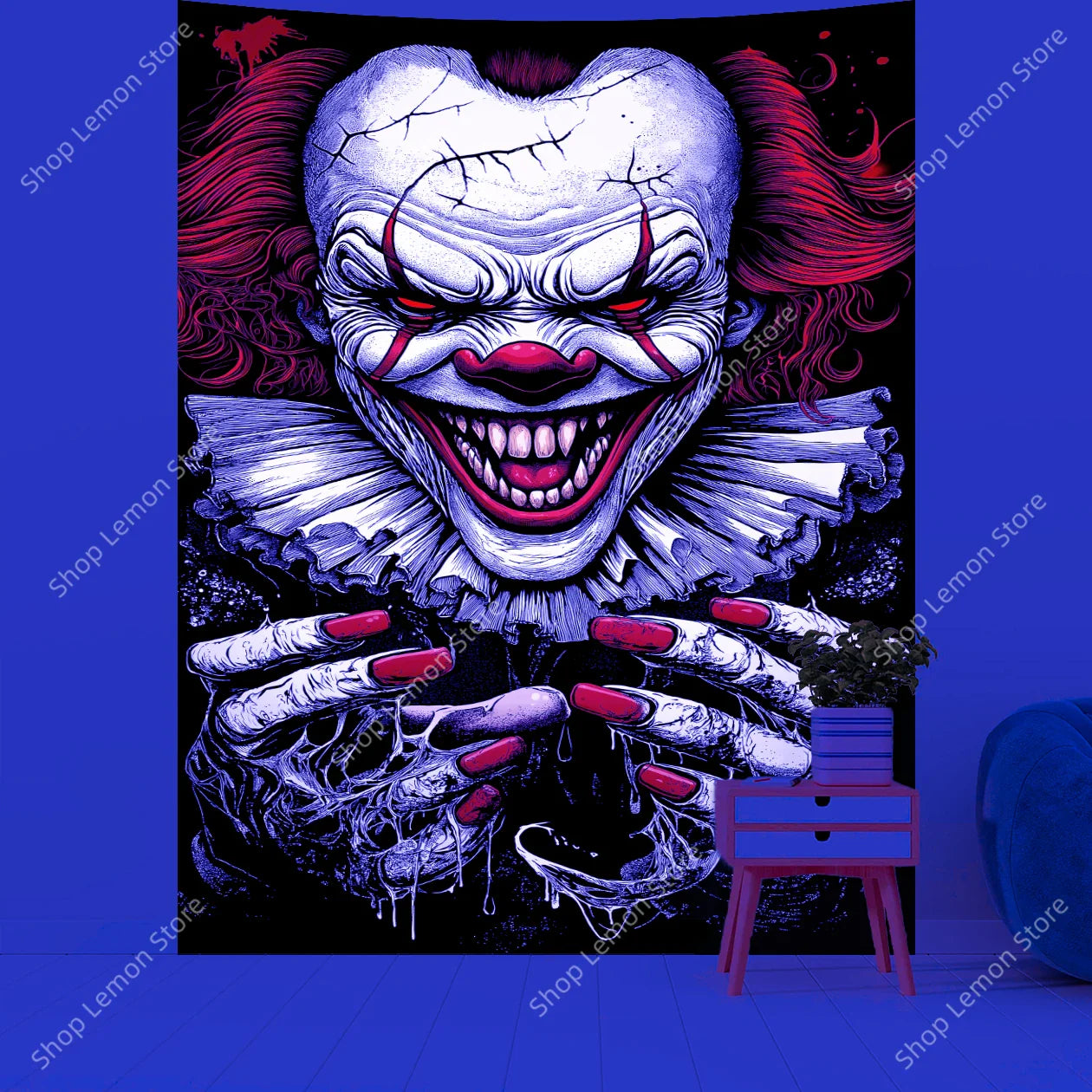 Clown Horror Art Gothic UV Tapestry Wall Decor