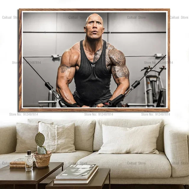 Dwayne Johnson Fitness Canvas Poster Gym Wall Art