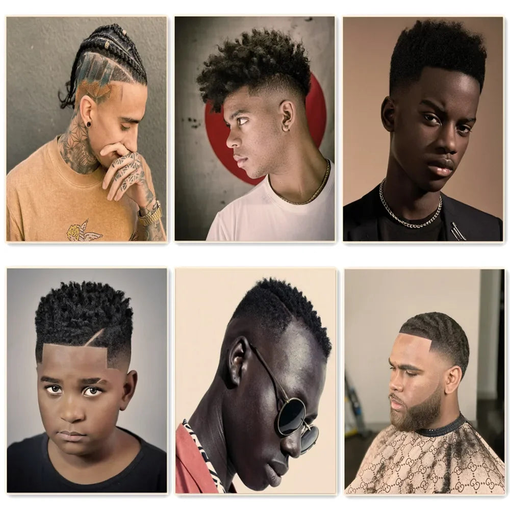 Vintage African Hairstyles Poster: Barber Shop Wall Art