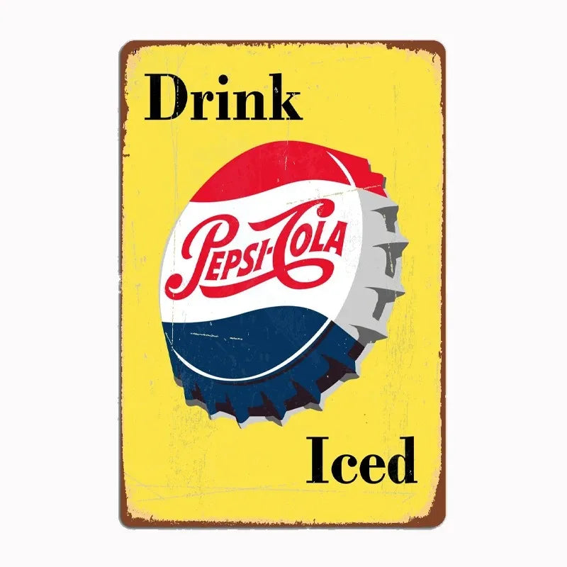 Pepsi Vintage Metal Tin Sign Decor for Home & Bar