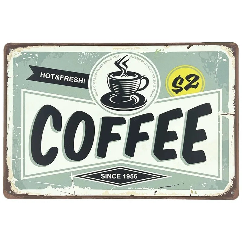 Retro Metal Tin Signs: Cafe Bar Kitchen Wall Decor