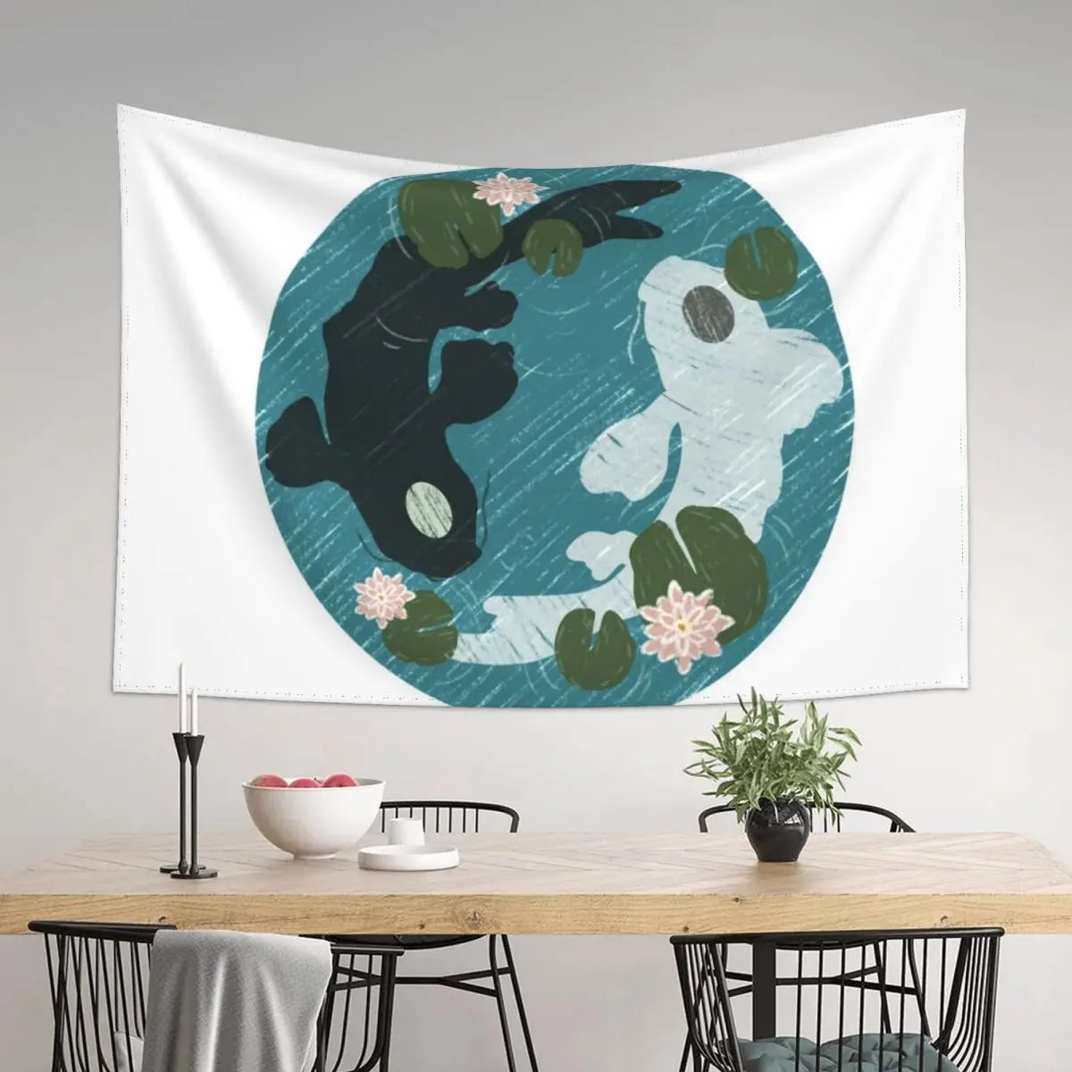 Yin Yang Koi Fish Tapestry Wall Decor