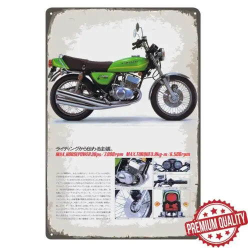 Kawasaki KH400 Vintage Motorcycle Metal Sign 20x30cm