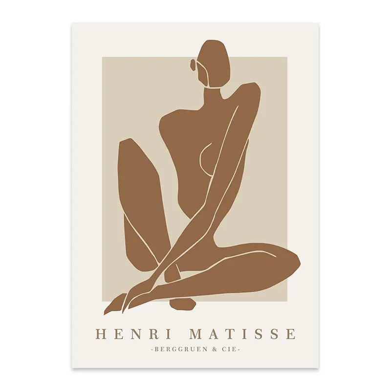 Matisse Boho Beige Abstract Canvas Wall Art Poster