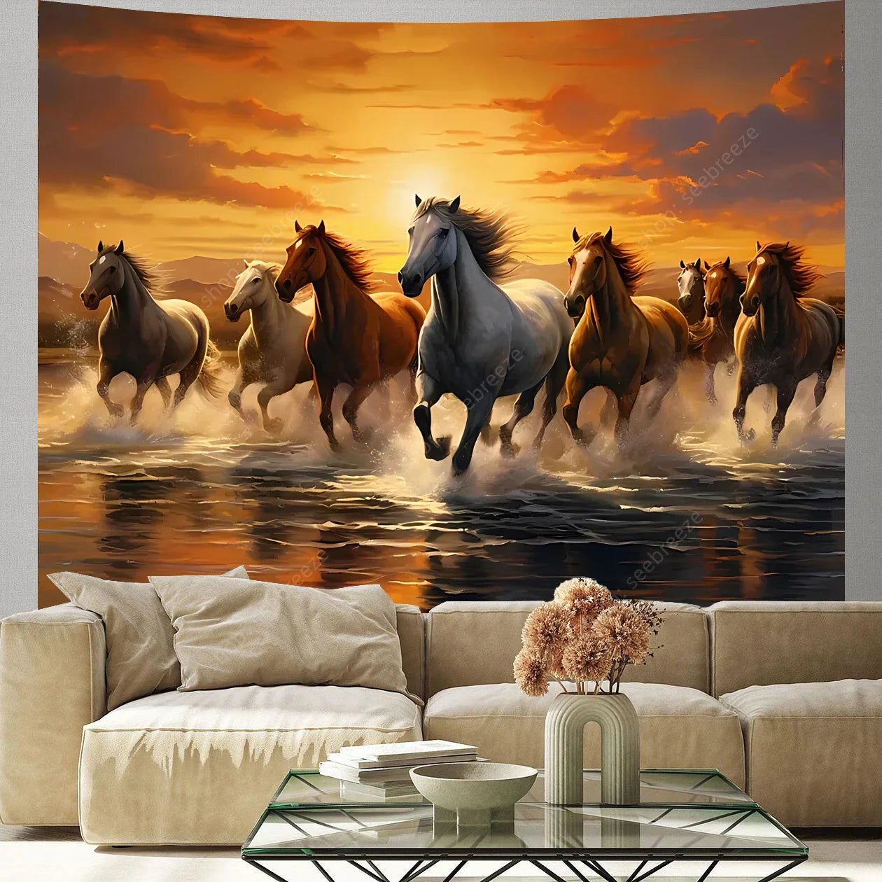 Horse Tapestry Wall Hanging Decor for Bedroom & Living Room
