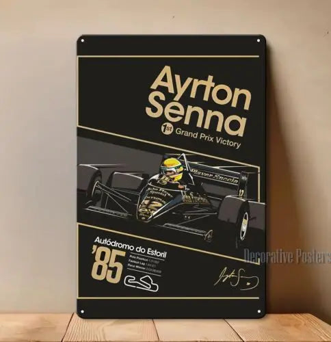 Ayrton Senna 1985 Estoril F1 Metal Poster 20x30cm