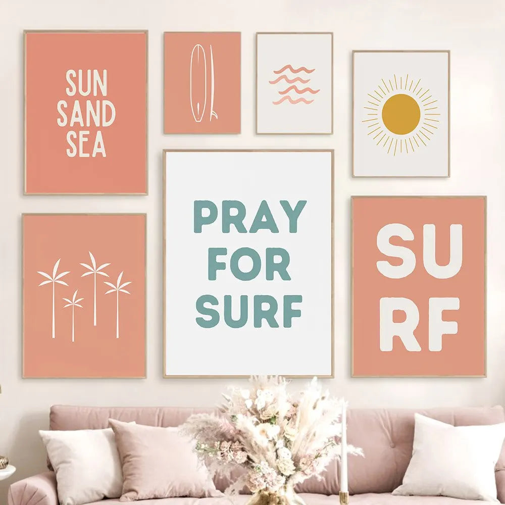 Boho Beach Waves Canvas Art: Kids Nursery Decor