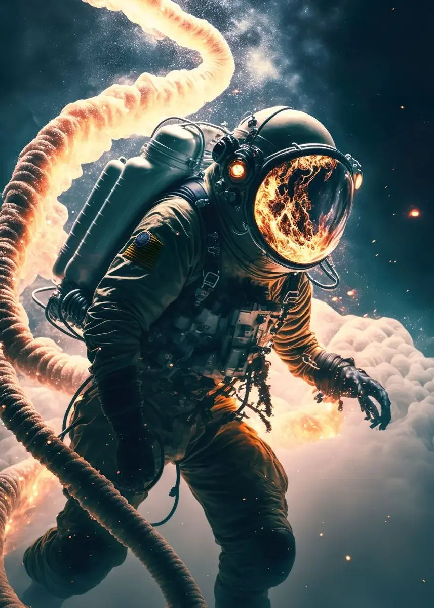 Astronaut Skateboard Galaxy Canvas Art Poster