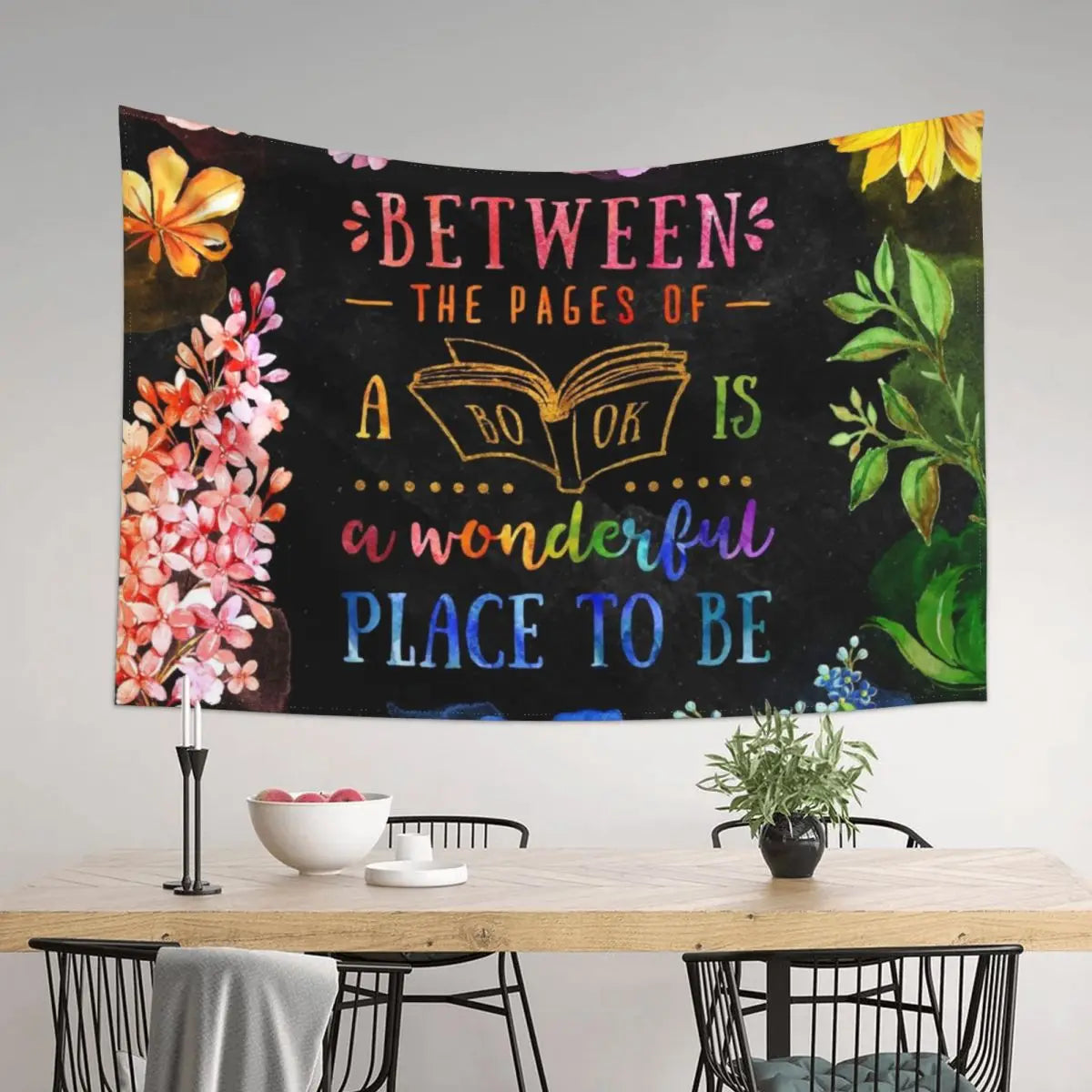 Black Tapestry Wall Decor for Room Aesthetic