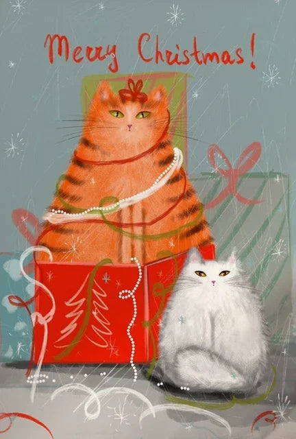 Santa Cat Christmas Ornaments Wall Art Decor