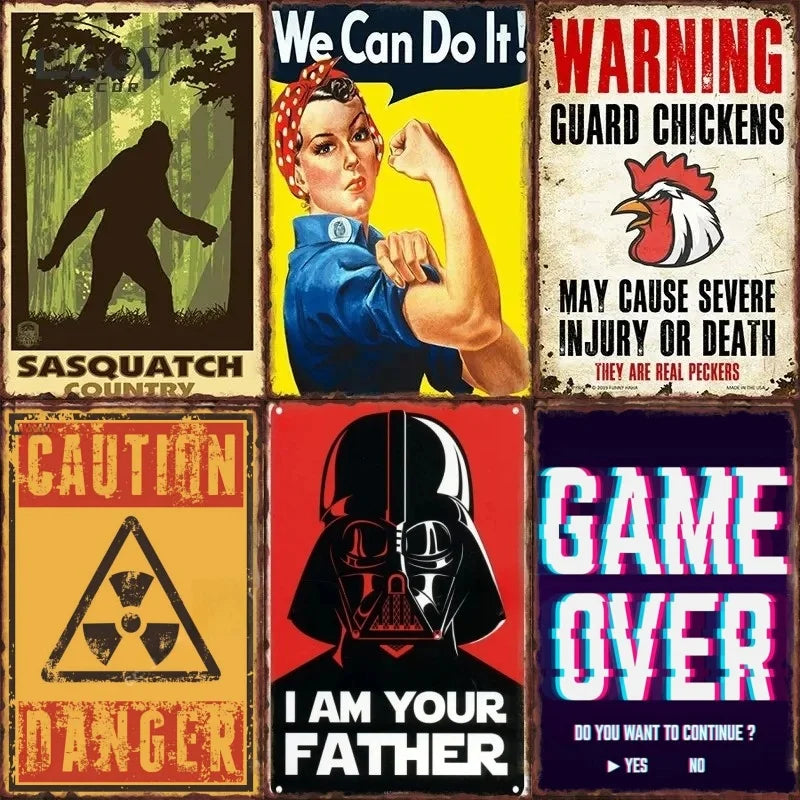 Vintage Warning Metal Tin Signs Wall Decor