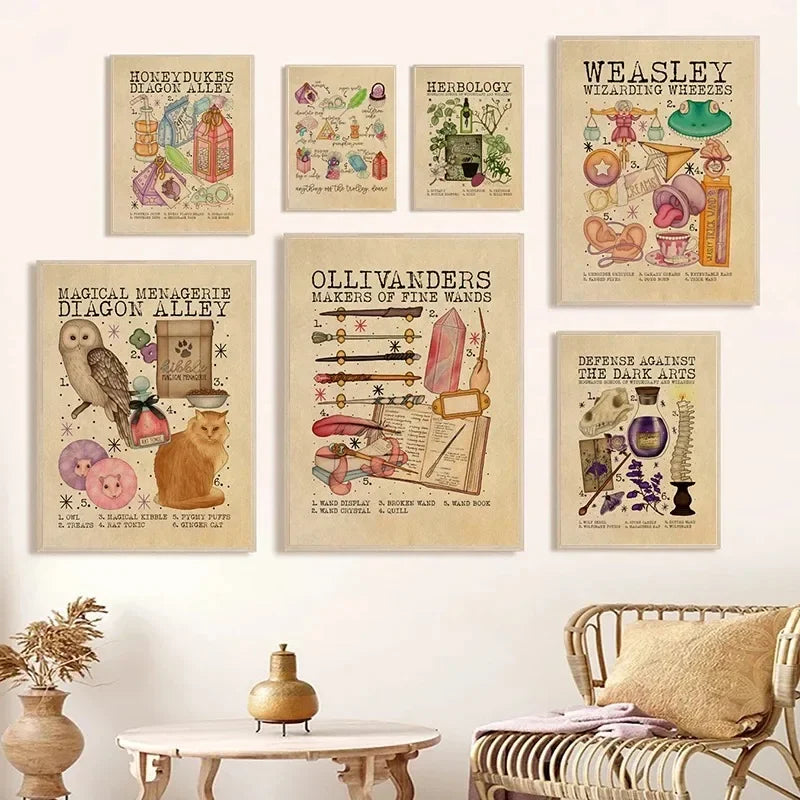 Magical Herbology Watercolor Canvas Poster Decor