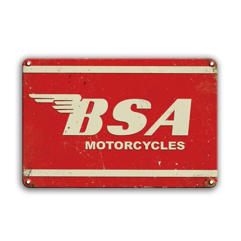 Retro Motorcycle Metal Sign Wall Decor Garage Plaque